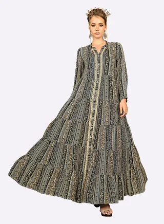 Sara Stripe Collage Print Jalabiya 