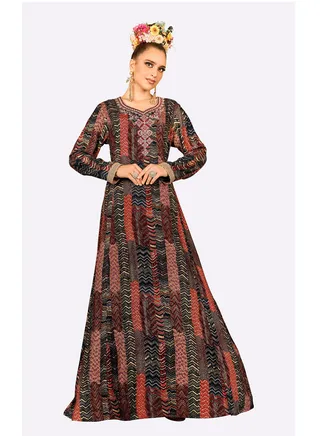 Sara Half Drop Line Print Jalabiya 