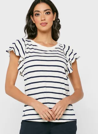 Crew Neck Striped Top