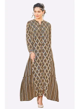Sara Ethnic Diamond Print Jalabiya 
