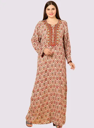 Sara Floral Quatrefoil Print Jalabiya 