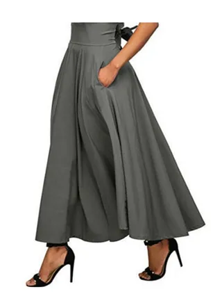 New Women's Half Skirt Solid Color Binding Ankle-length Corset Skirt 