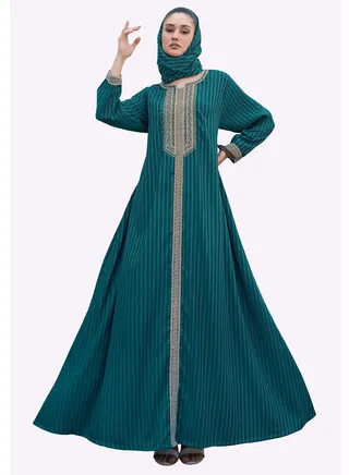 Sara Floral Stripe Printed Jalabiya 