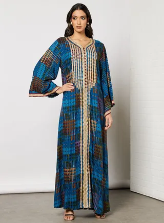 Sara Abstract Block Print Jalabiya 