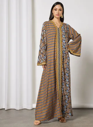 Sara Floral Chevron Print Jalabiya 