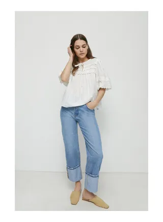 80's Turn Up Hem Straight Leg Jeans 