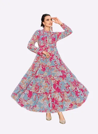 Sara Tropical Flower Print Jalabiya 