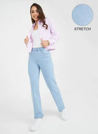 High Rise Straight Fit Jeans 