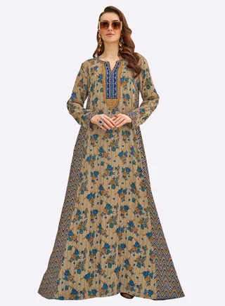 Sara Blue Gold Rose Stripe Jalabiya 