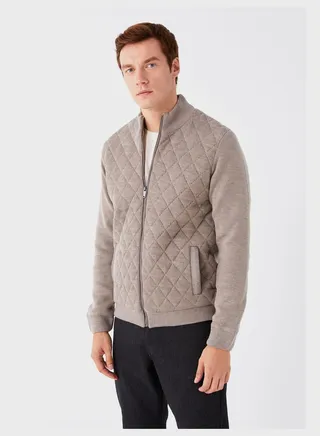 Zip Through Quilted Cardigan 