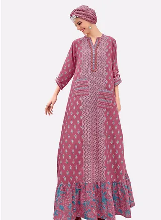 Sara Floral - Chevron Printed Jalabiya 