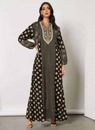 Sara Pinstripe - Polka Dot Print Jalabiya 