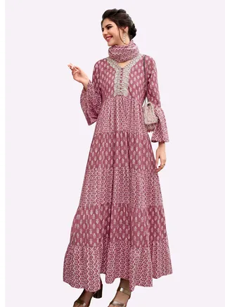 Sara Mixed Printed - Multi-layered Jalabiya 