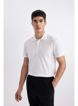 Man Smart Casual Slim Fit Polo Neck Short Sleeve Knitted Polo T-Shirt 