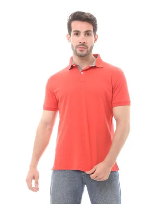 Solid Summer Comfy Polo Shirt-Watermelon 