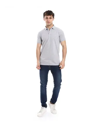 Regular Fit Pique Polo T-Shirt_ Light Gray 
