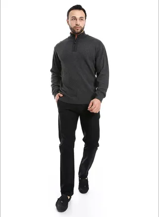 Zipper Collar Long Sleeves Sweater 