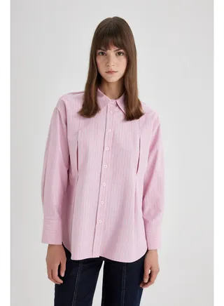 Woman Relax Fit Woven Long Sleeve Tunic 
