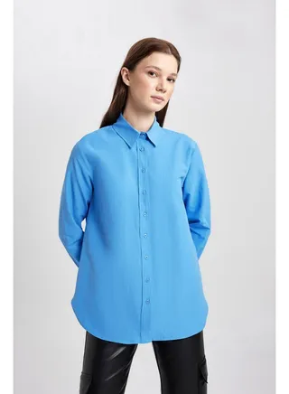 Woman Relax Fit Woven Long Sleeve Tunic 