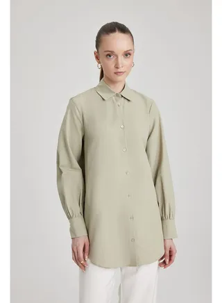 Woman Regular Fit Woven Long Sleeve Tunic 