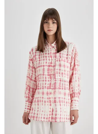 Woman Relax Fit Woven Long Sleeve Tunic 