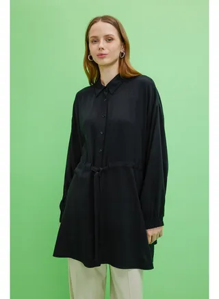 Woman Regular Fit Woven Long Sleeve Tunic 