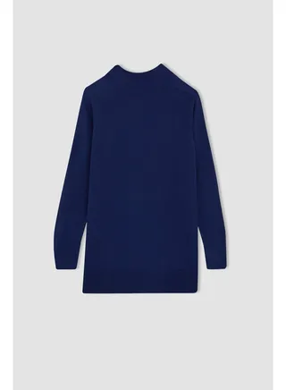 Woman Regular Fit Mock Neck Long Sleeve Tricot Tunic 