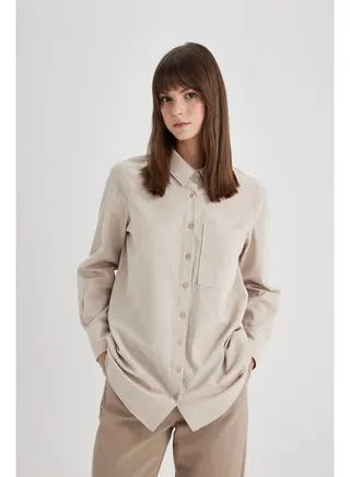 Woman Regular Fit Woven Long Sleeve Tunic 