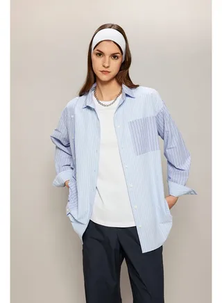 Woman Relax Fit Woven Long Sleeve Tunic 