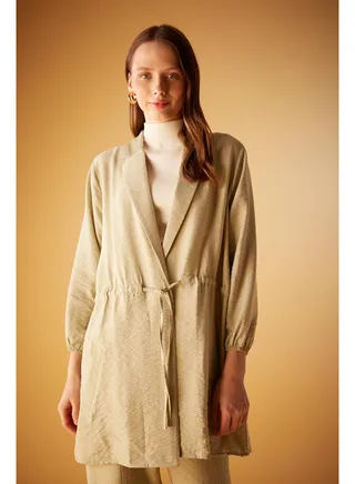 Woman Relax Fit Shirt Neck Woven Long Sleeve Tunic 