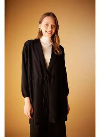 Woman Relax Fit Shirt Neck Woven Long Sleeve Tunic 