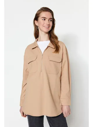 Woman Modest Tunic Camel 