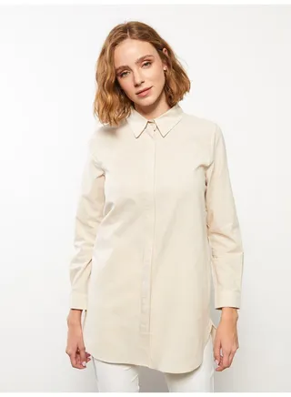 Shirt Collar Straight Long Sleeve Women's Tunic 
