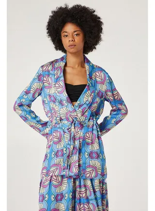 Printed kimono in satin touch 