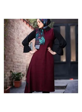 Casual Plain Basic  Tunic Red 