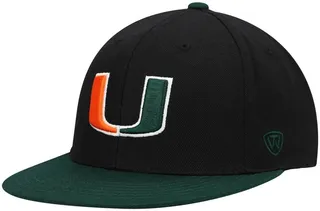Men's Black and Green Miami Hurricanes Team Color Two-Tone Fitted Hat