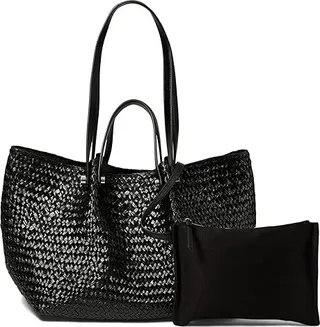 AllSaints Allington Straw Tote (Black) Tote Handbags