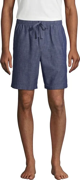 Lands' End Men's Poplin Pajama Shorts - Large - Medium Indigo Chambray