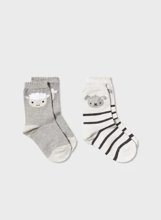 Infant 2 Pack Assorted Crew Socks 
