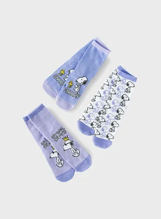 Kids 3 Pack Snoopy Crew Socks 
