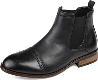 Vance Co. Mens Garrett Chelsea Boot with Vegan Leather Uppers and Flexible Stretch Goring