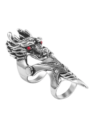 Zinc Alloy And Acrylic Stone Studded Retro Dragon Shaped Ring 
