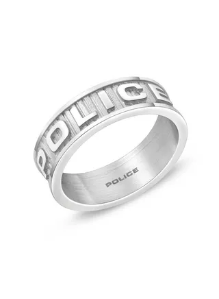 Grid Finger Ring for Men Stainless Steel with Police Logo 