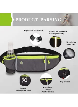 Waist Phone Bag Waterproof Running Belt Lightweight Pack with Adjustable Elastic Strap 