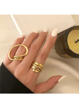 2 Pieces Elegant Style Geometric Pattern Ring Set Fashion Knot Ring 