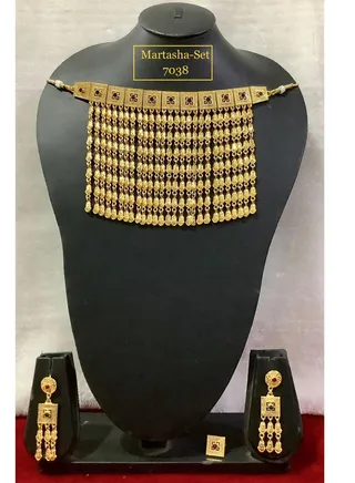 Imitation Jewelry Set for Women Necklace Earrings and ring Gold plated 4 Piece - Martasha 7036 