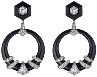 18kt Diamond Jade Coiled Dooorknocker Earrings