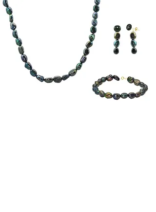 Set of 3 Pearl Beads Necklace Bracelet and Earrings 