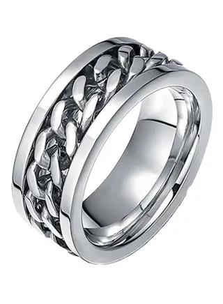 Stainless Steel Inlaid Band Ring 