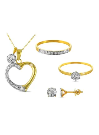 18K Gold Diamonds Solitaire Jewellery Set 